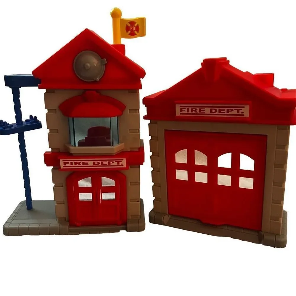 Hap-P-Kid Fire Dept Fire Rescue Truck Lights Sounds English Spanish 4 Piece Set - Picture 2 of 6